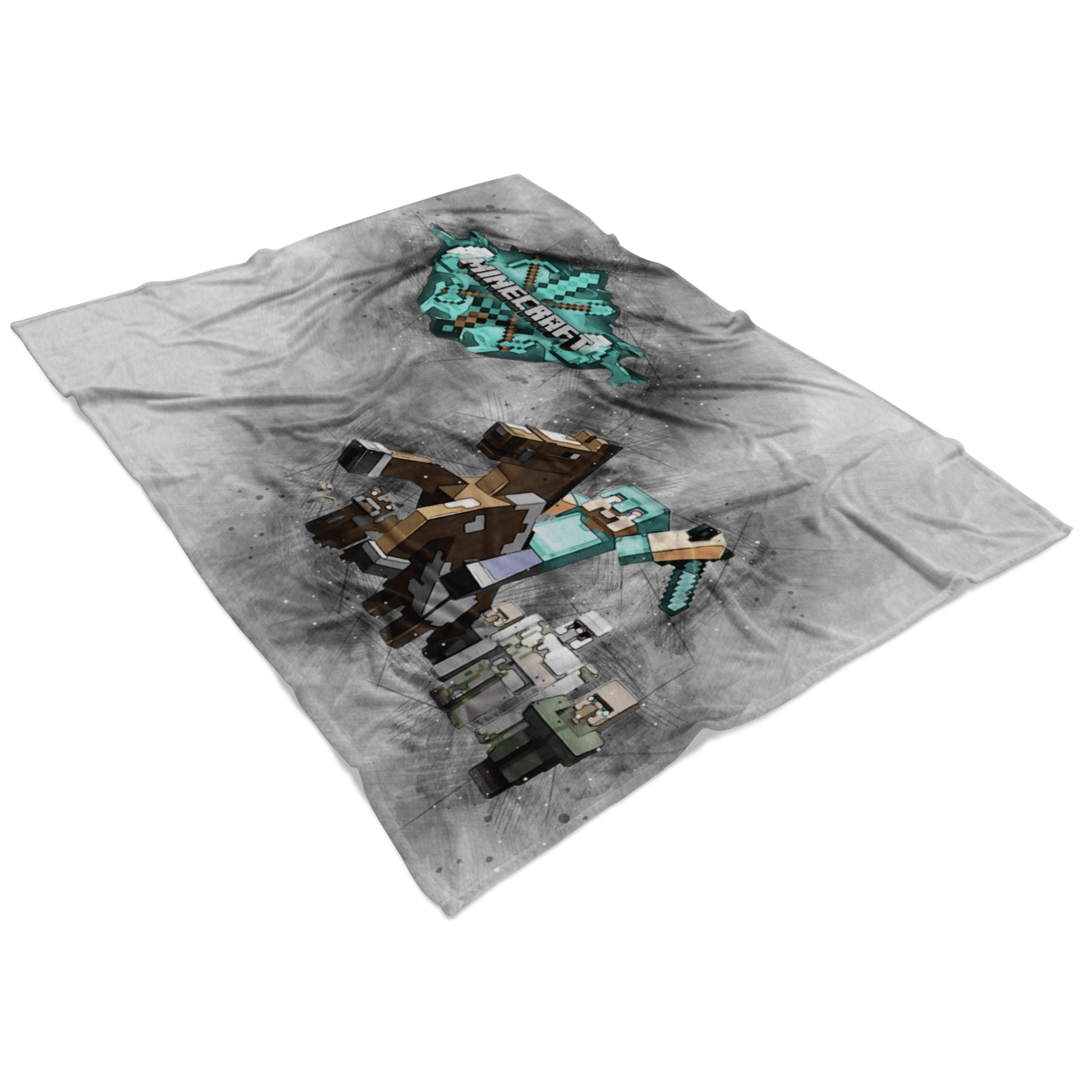 Minecraft Fleece Blanket Steve Diamond Grey Blanket LS0770 - Lusy Store