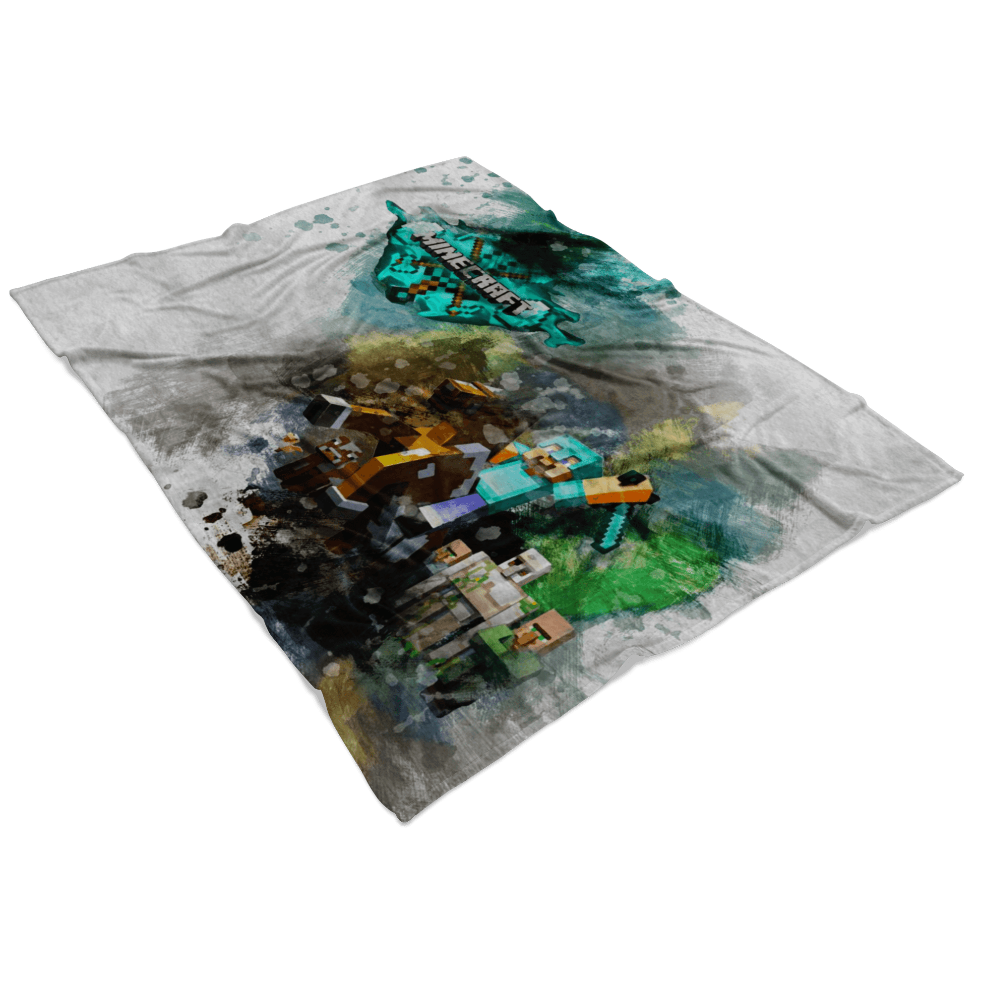 Minecraft Fleece Blanket Steve Diamond Grey Blanket Warm And Super Comfortable Best Gift For Kids LS0777 - Lusy Store