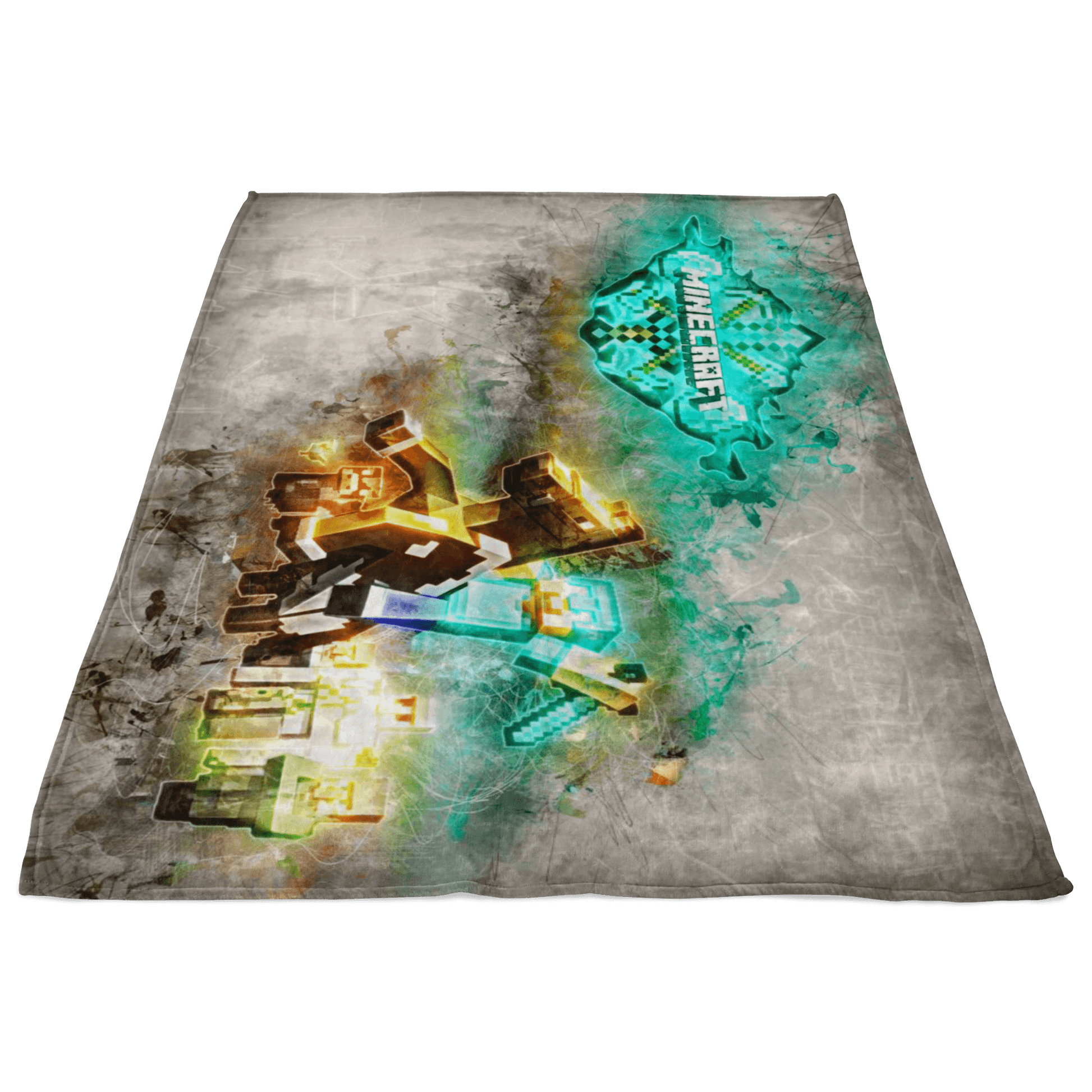 Minecraft Fleece Blanket Steve Diamond Grunge Grey Blanket - Lusy Store