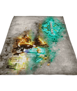 Minecraft Fleece Blanket Steve Diamond Grunge Grey Blanket - Lusy Store