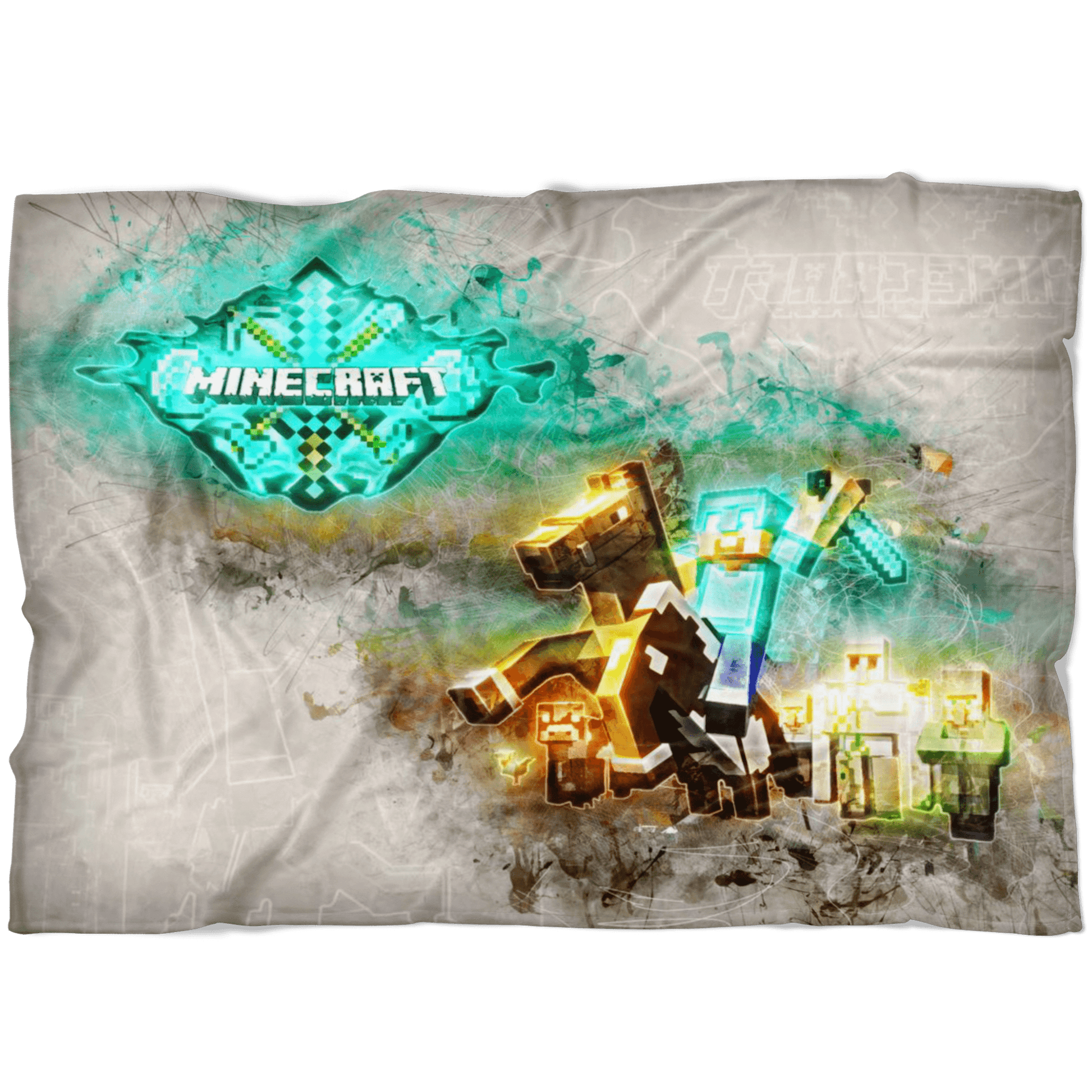 Minecraft Fleece Blanket Steve Diamond Grunge Grey Blanket - Lusy Store
