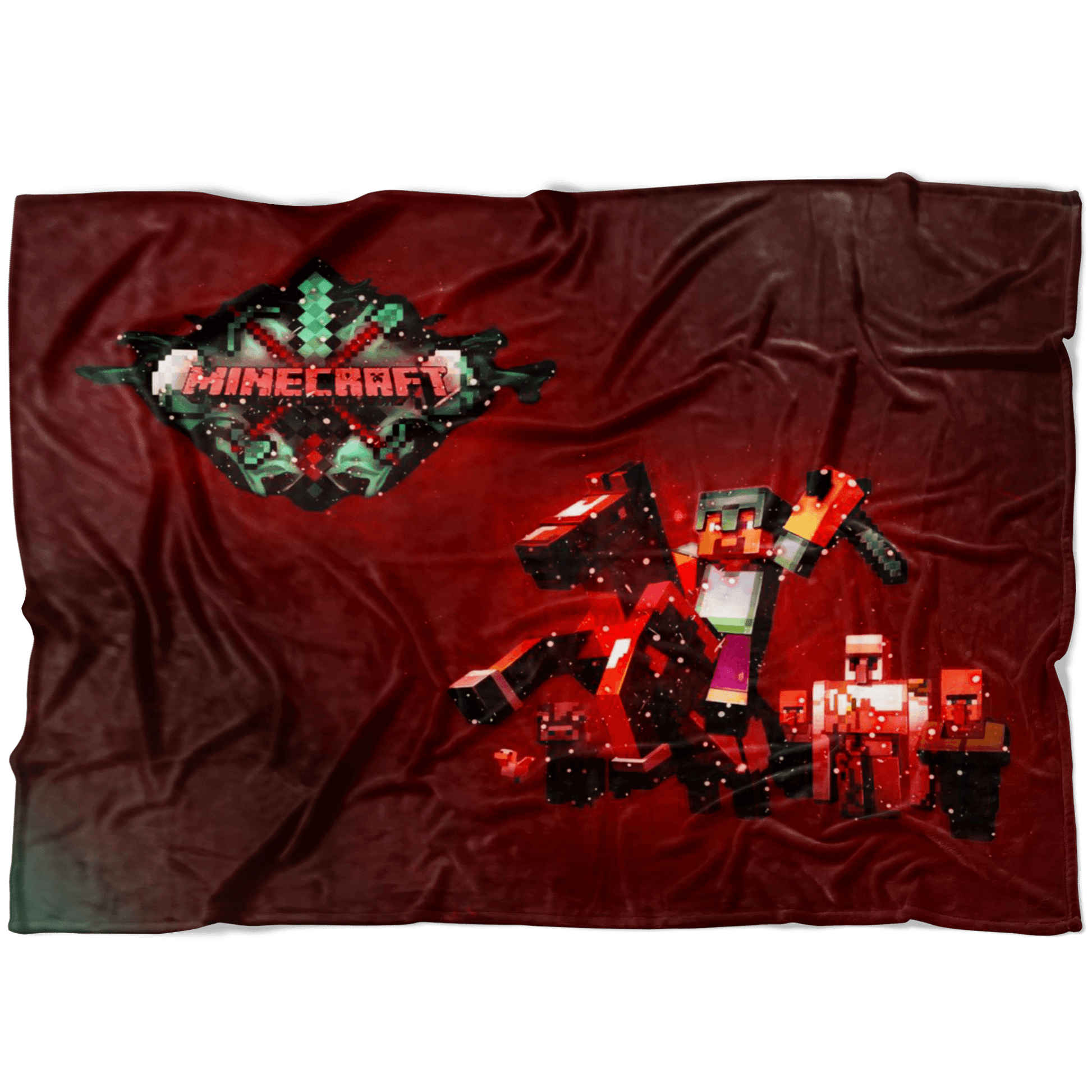 Minecraft Fleece Blanket Steve Diamond Magic Night Red Blanket - Lusy Store