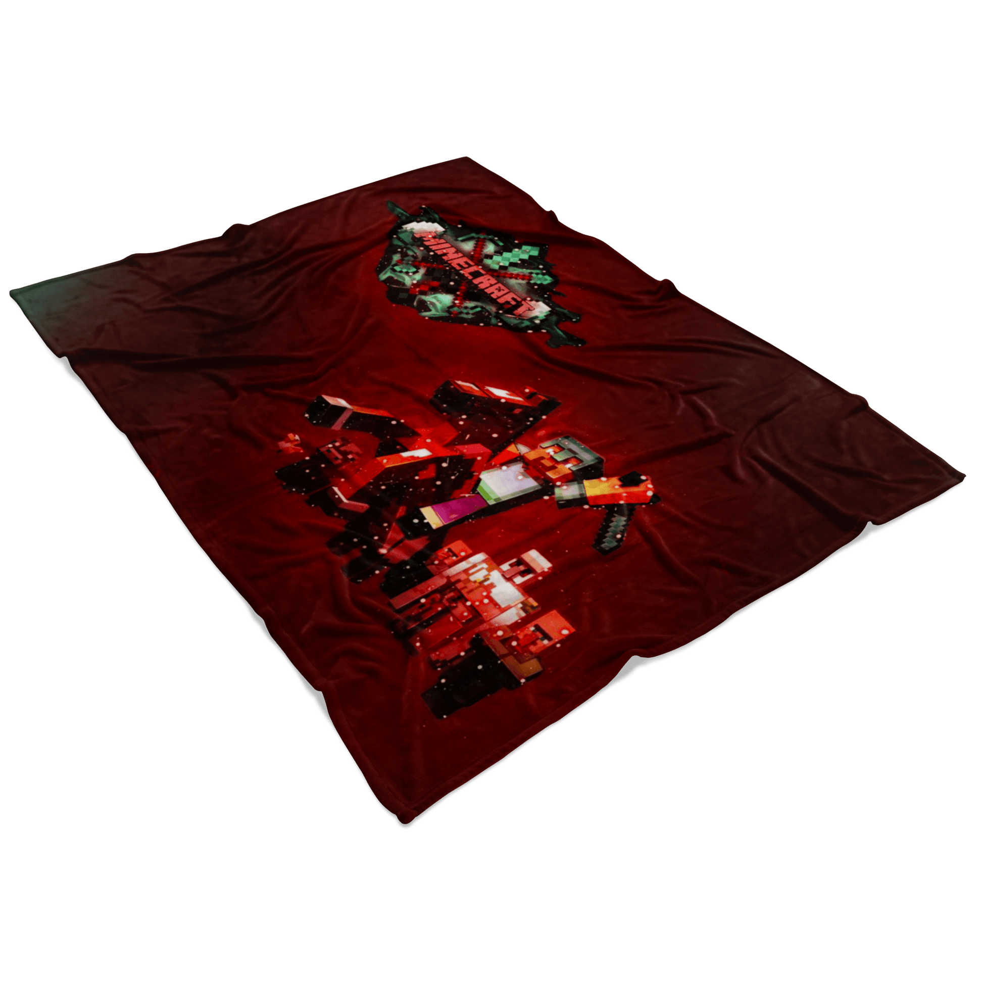 Minecraft Fleece Blanket Steve Diamond Magic Night Red Blanket - Lusy Store