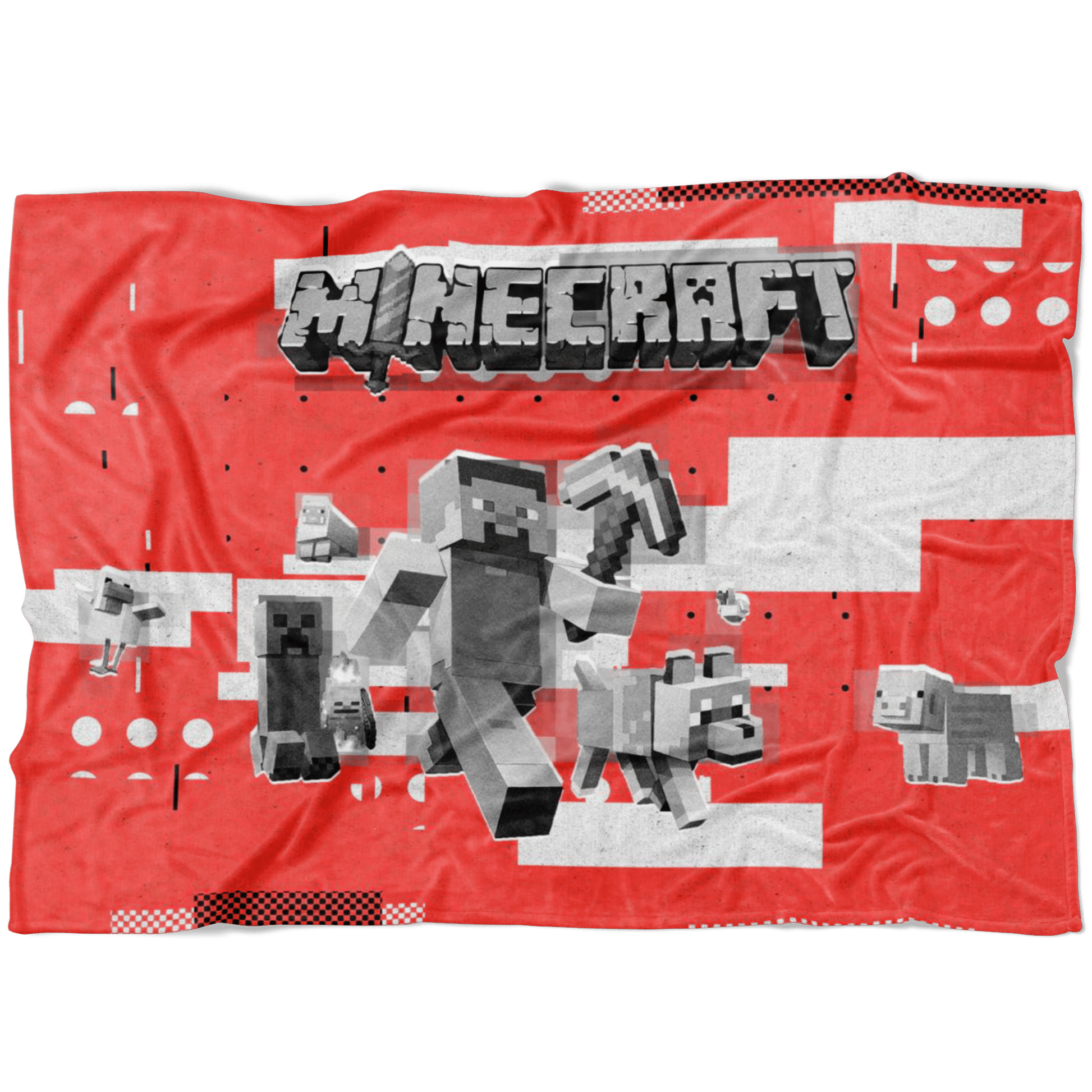 Minecraft Fleece Blanket Steve Diamond Modern Red Blanket - Lusy Store