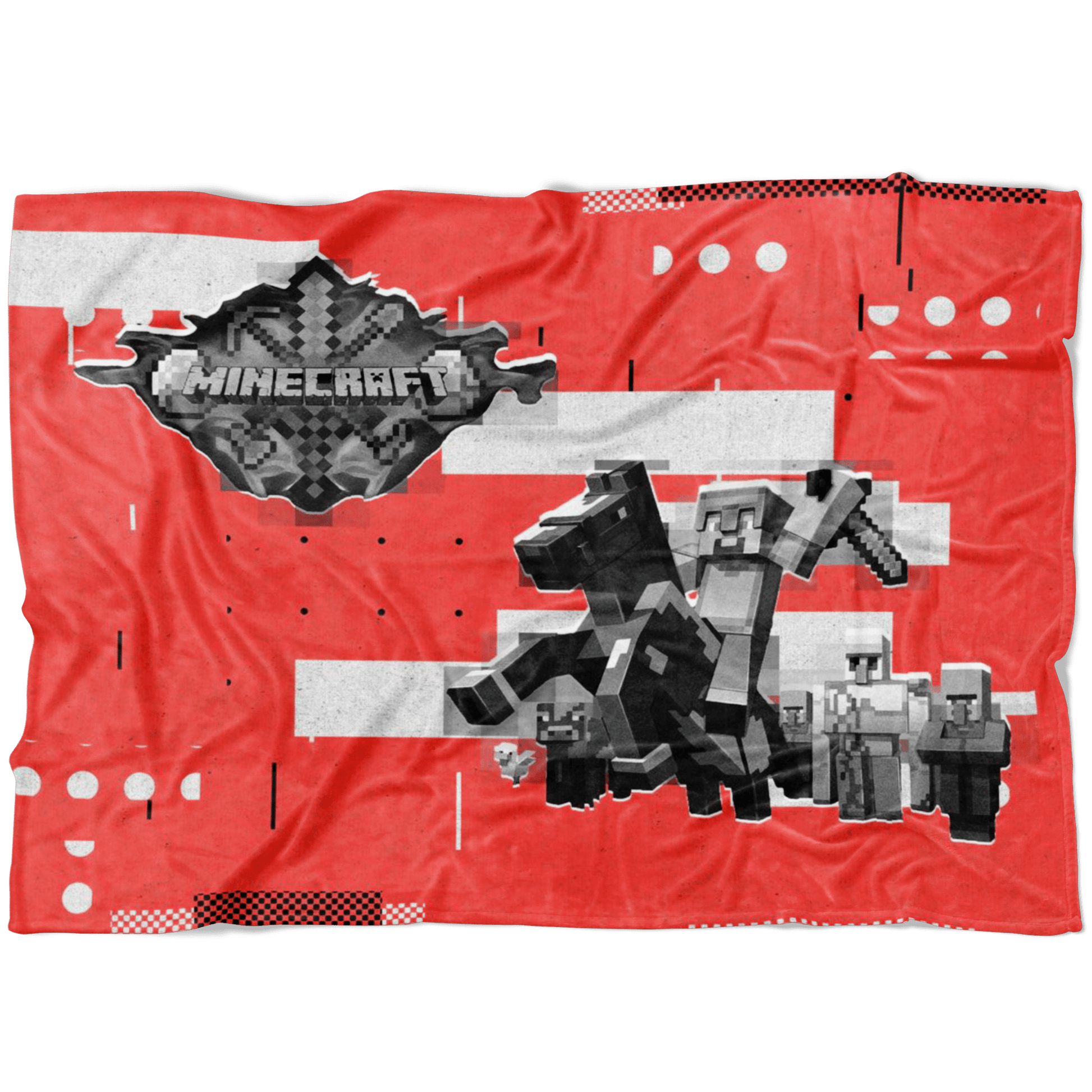 Minecraft Fleece Blanket Steve Diamond Modern Red Blanket - Lusy Store