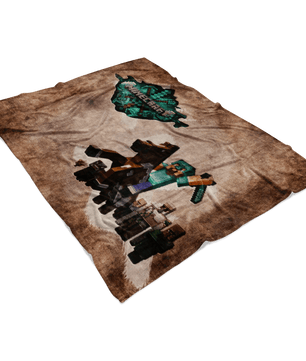 Minecraft Fleece Blanket Steve Diamond Oil Painting Brown Blanket - Lusy Store