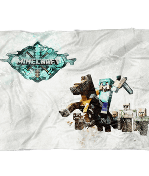 Minecraft Fleece Blanket Steve Diamond Pencil Watercolor White Blanket - Lusy Store