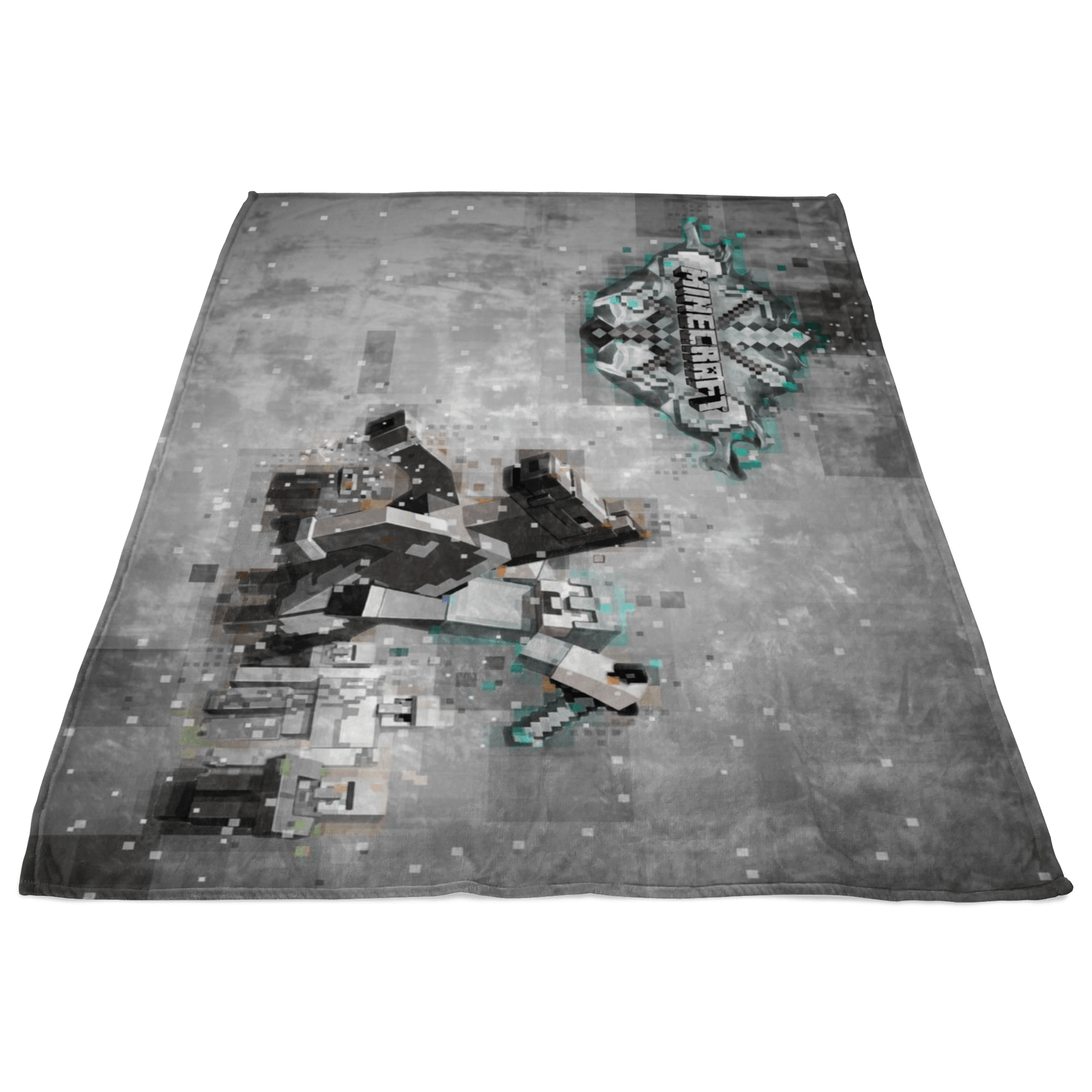 Minecraft Fleece Blanket Steve Diamond Pixels Grey Blanket - Lusy Store