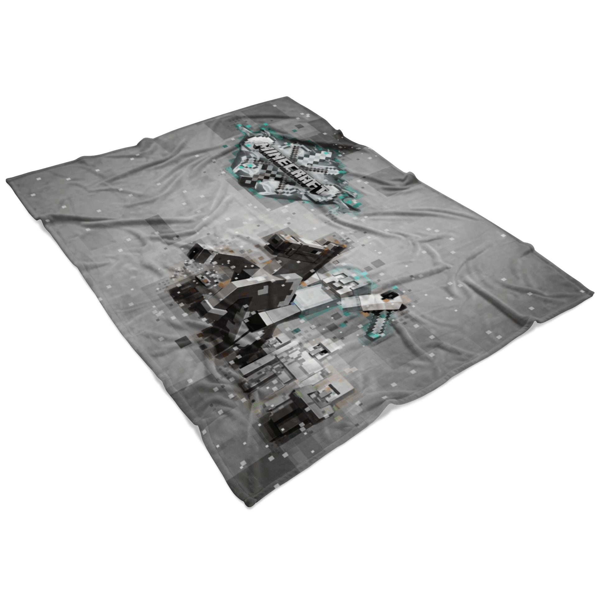 Minecraft Fleece Blanket Steve Diamond Pixels Grey Blanket - Lusy Store