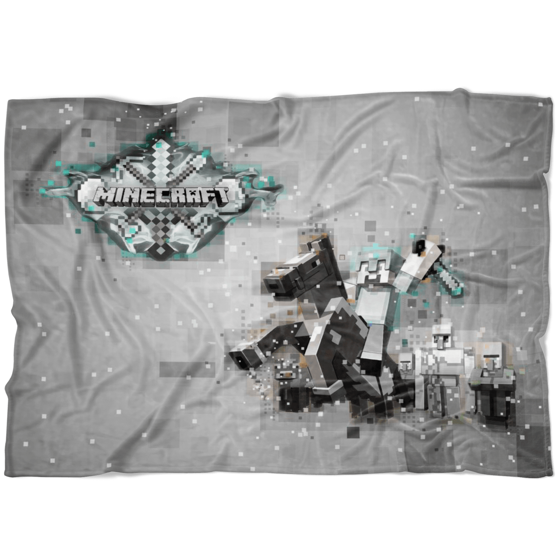 Minecraft Fleece Blanket Steve Diamond Pixels Grey Blanket - Lusy Store