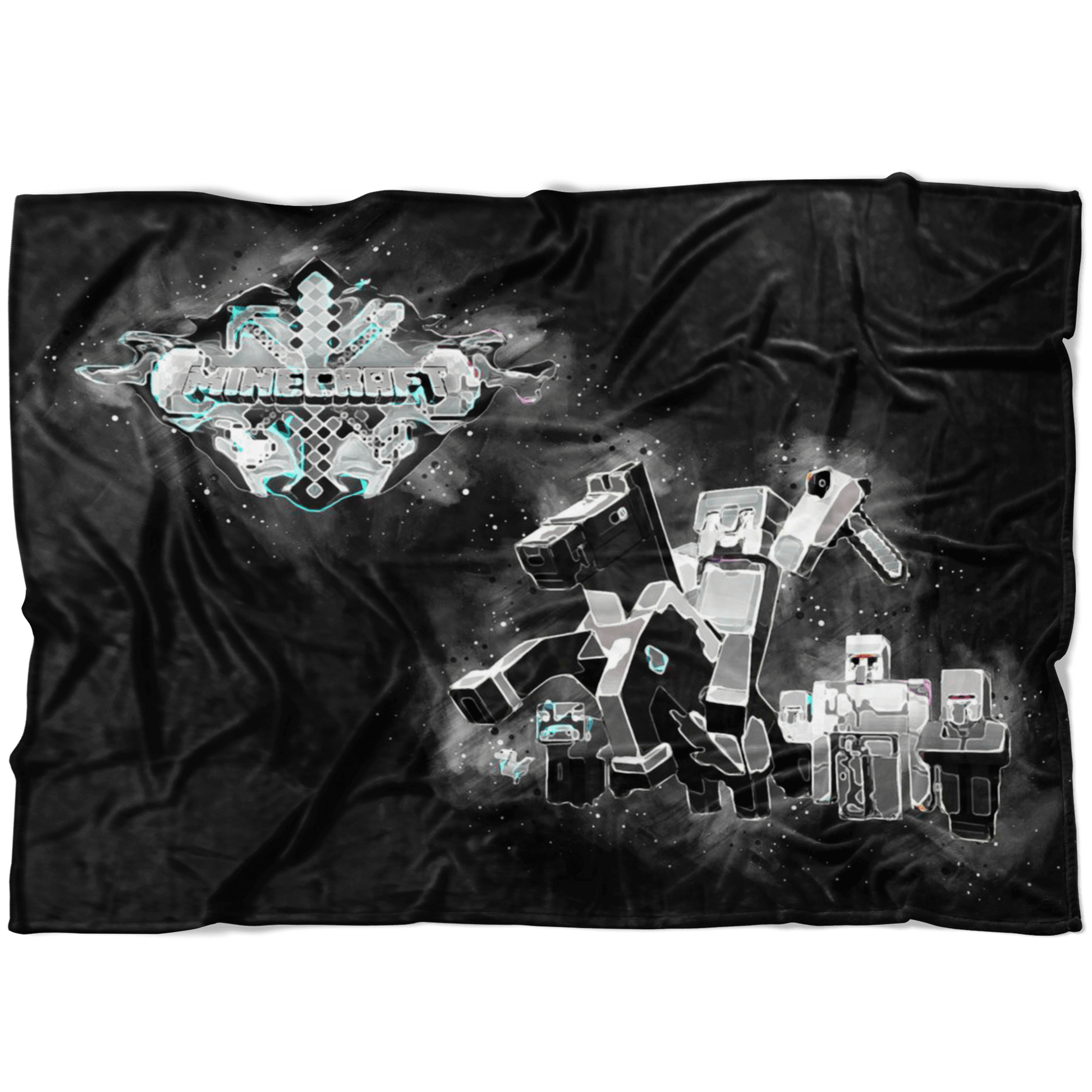 Minecraft Fleece Blanket Steve Diamond Sword Abstract Black Blanket - Lusy Store