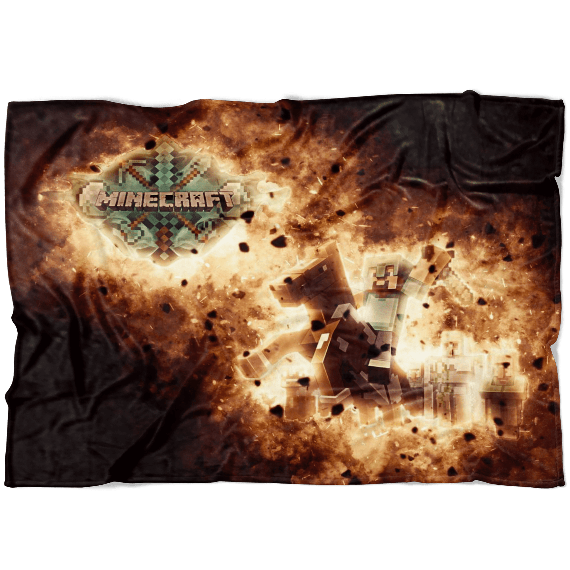 Minecraft Fleece Blanket Steve Diamond Sword Blasting Black Blanket - Lusy Store
