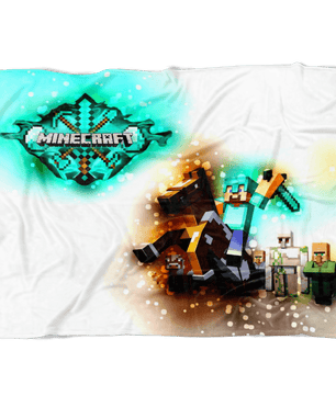 Minecraft Fleece Blanket Steve Diamond Sword Brightum White Blanket - Lusy Store