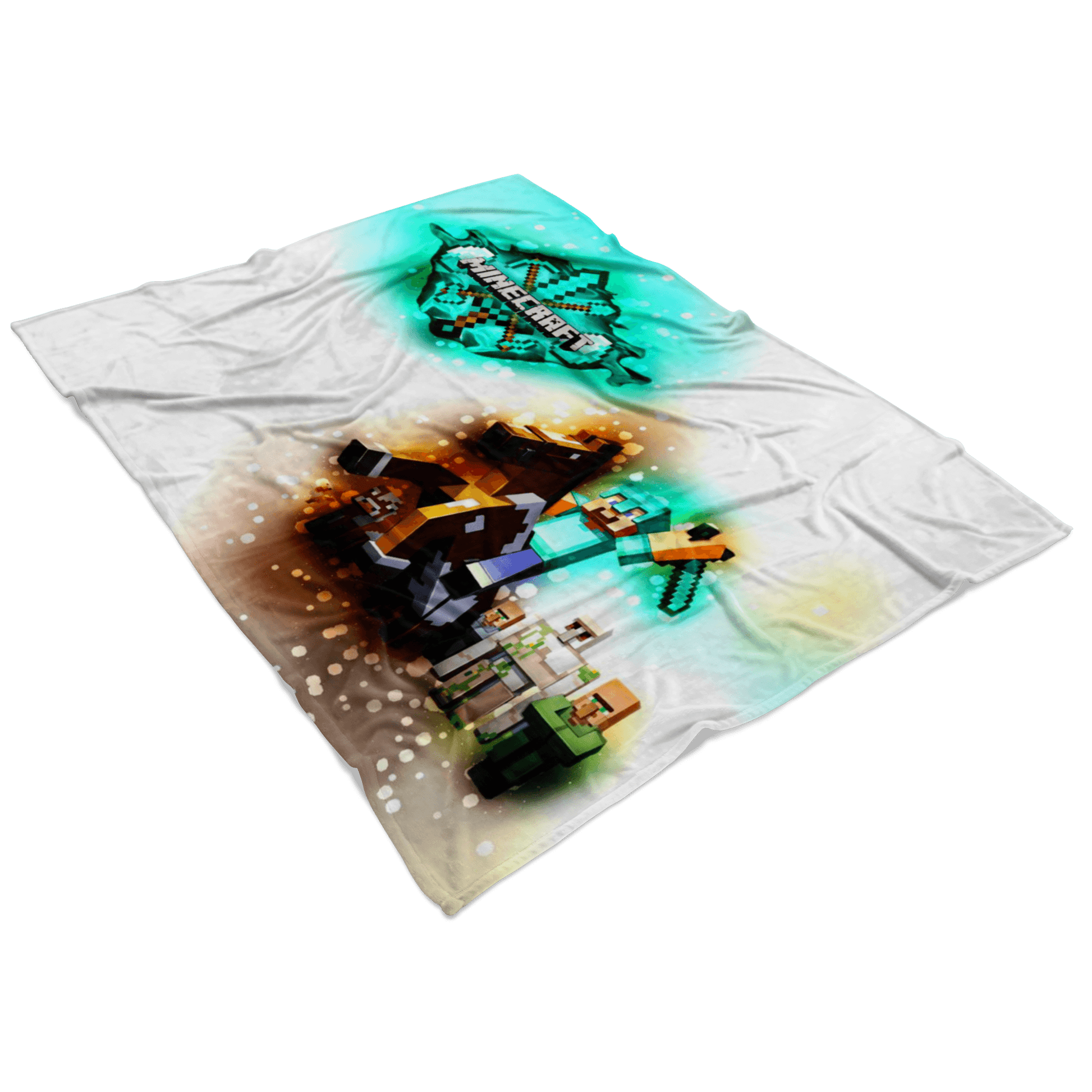 Minecraft Fleece Blanket Steve Diamond Sword Brightum White Blanket - Lusy Store