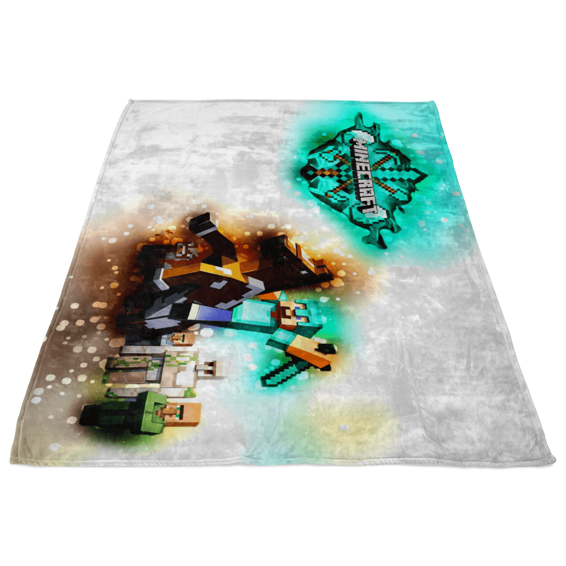 Minecraft Fleece Blanket Steve Diamond Sword Brightum White Blanket - Lusy Store