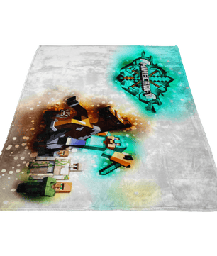 Minecraft Fleece Blanket Steve Diamond Sword Brightum White Blanket - Lusy Store