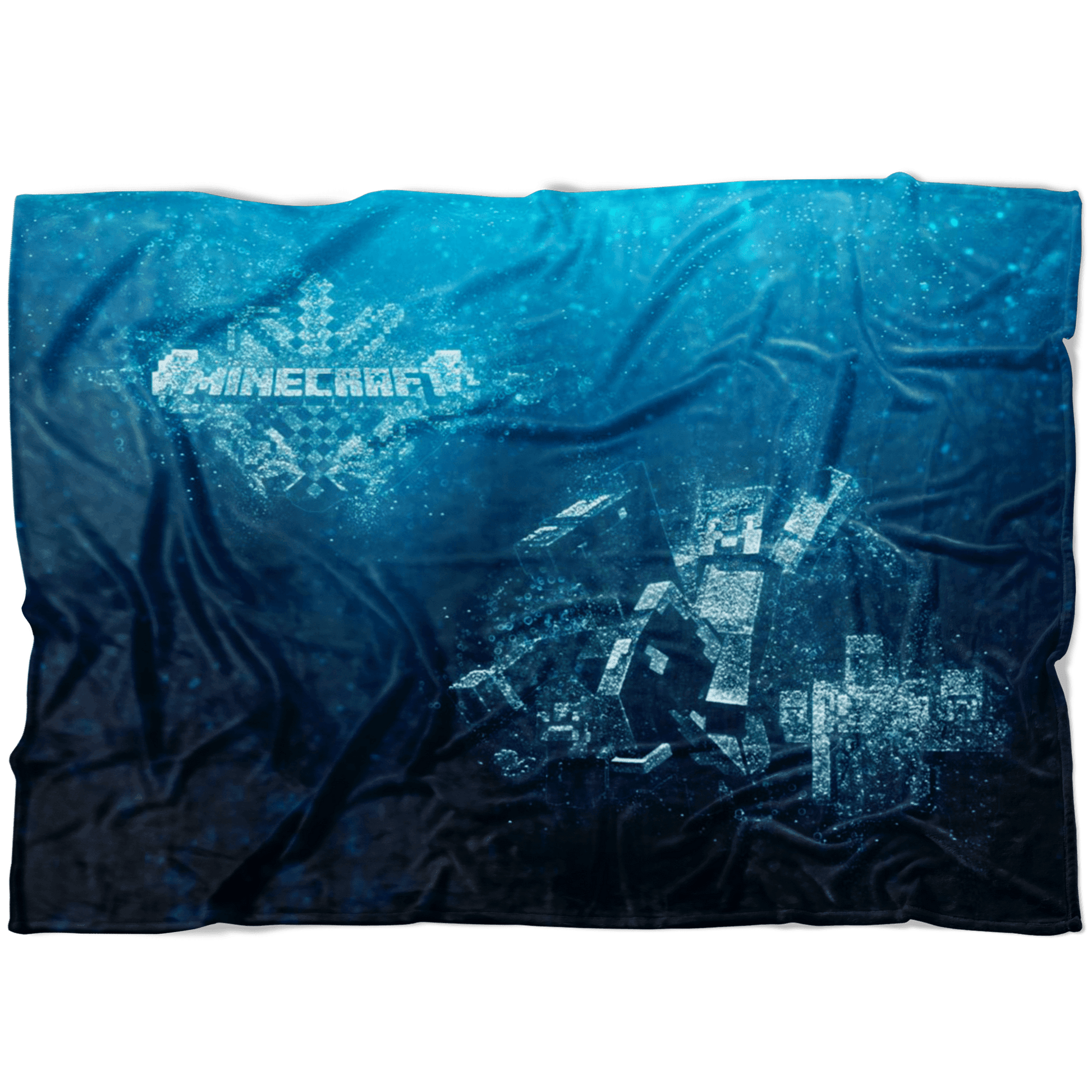 Minecraft Fleece Blanket Steve Diamond Sword Bubbles Blue Blanket - Lusy Store