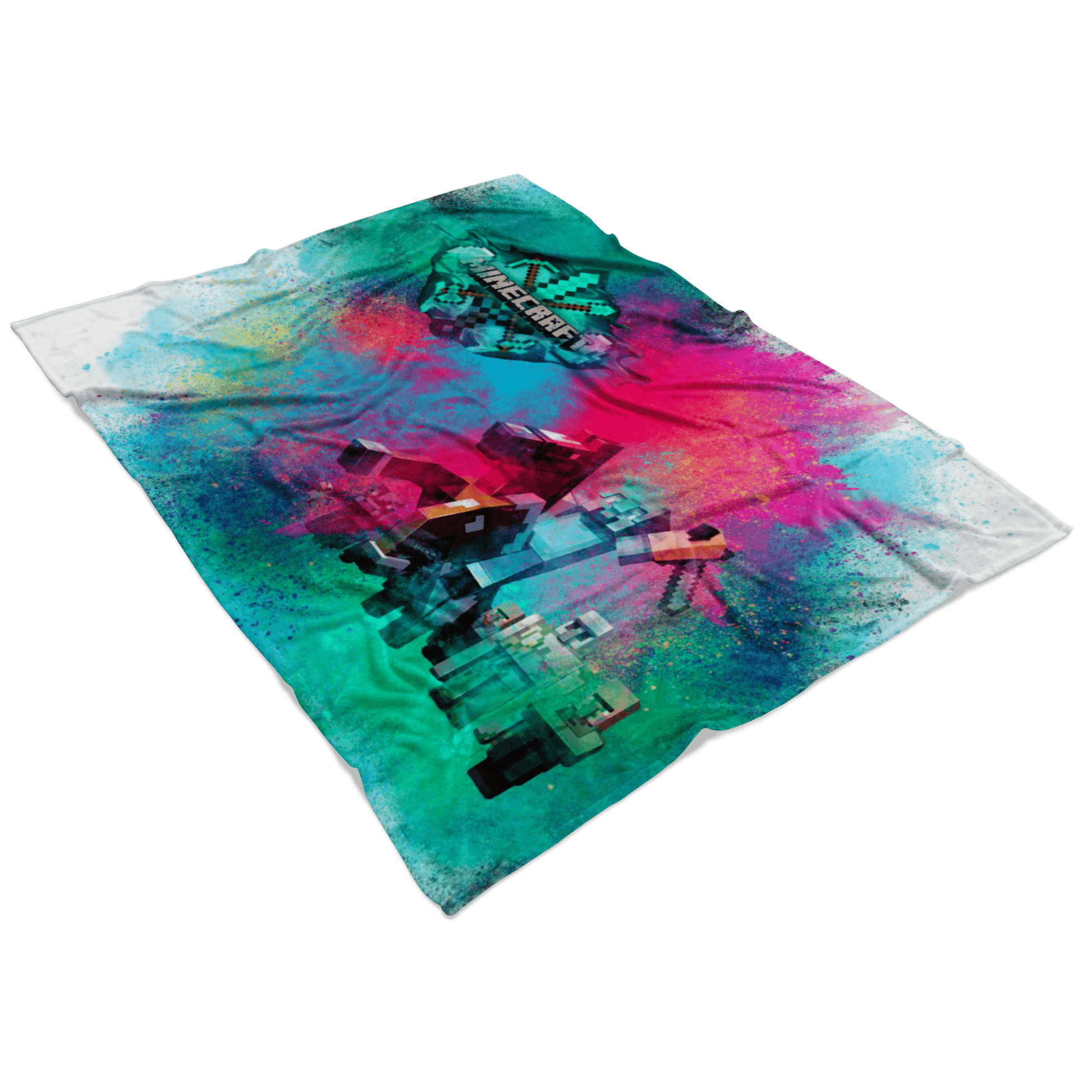 Minecraft Fleece Blanket Steve Diamond Sword Color Dust Blue Blanket - Lusy Store