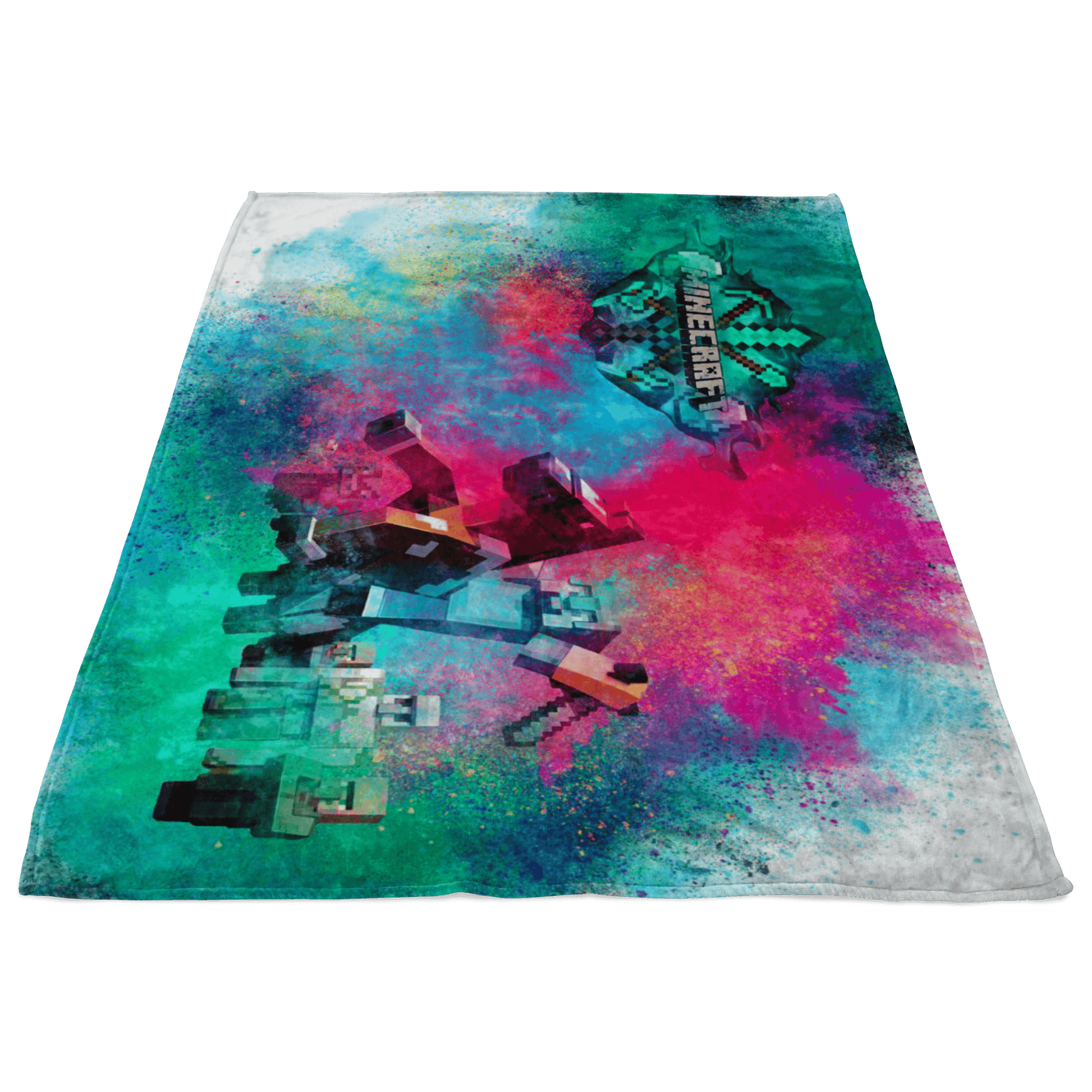 Minecraft Fleece Blanket Steve Diamond Sword Color Dust Blue Blanket - Lusy Store