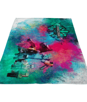Minecraft Fleece Blanket Steve Diamond Sword Color Dust Blue Blanket - Lusy Store