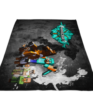 Minecraft Fleece Blanket Steve Diamond Sword Color Splash Black Blanket - Lusy Store