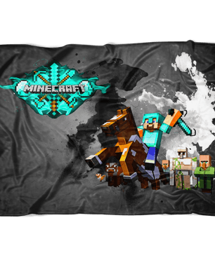Minecraft Fleece Blanket Steve Diamond Sword Color Splash Black Blanket - Lusy Store