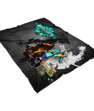 Minecraft Fleece Blanket Steve Diamond Sword Color Splash Black Blanket - Lusy Store