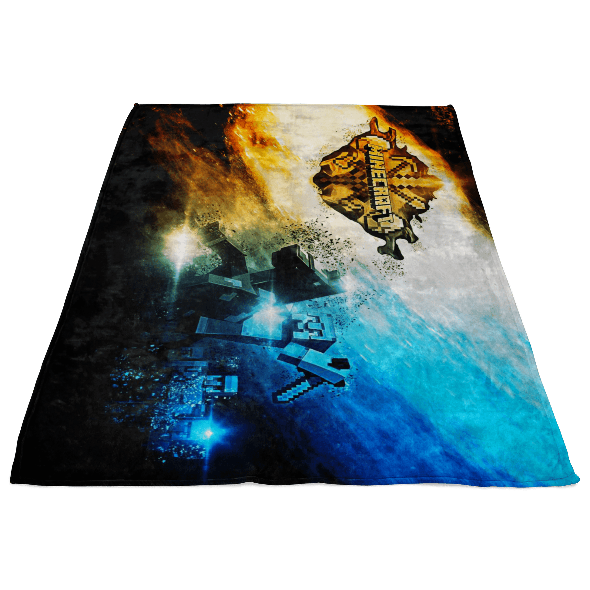 Minecraft Fleece Blanket Steve Diamond Sword Commando Black Blanket - Lusy Store
