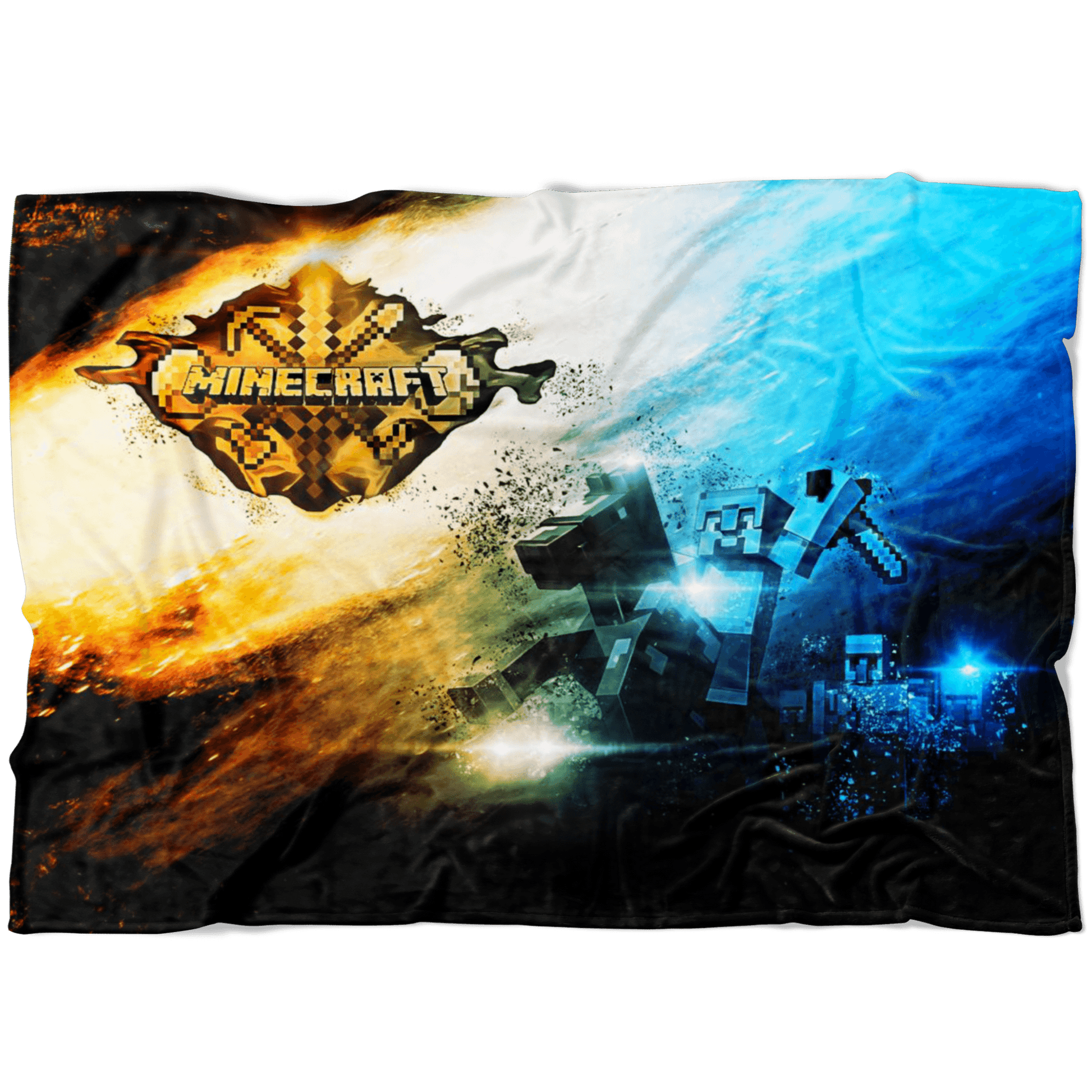 Minecraft Fleece Blanket Steve Diamond Sword Commando Black Blanket - Lusy Store
