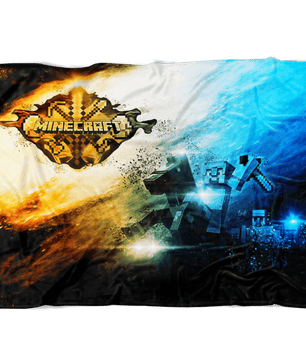 Minecraft Fleece Blanket Steve Diamond Sword Commando Black Blanket - Lusy Store