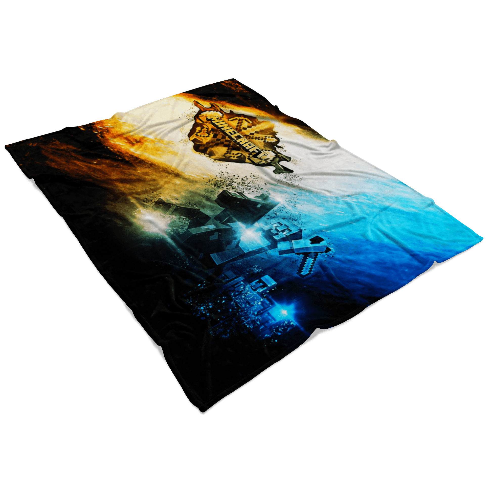 Minecraft Fleece Blanket Steve Diamond Sword Commando Black Blanket - Lusy Store
