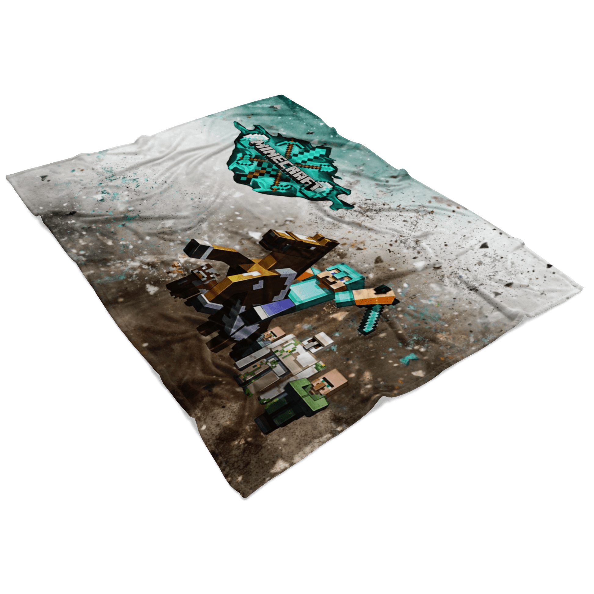 Minecraft Fleece Blanket Steve Diamond Sword Cortisol Grey Blanket - Lusy Store