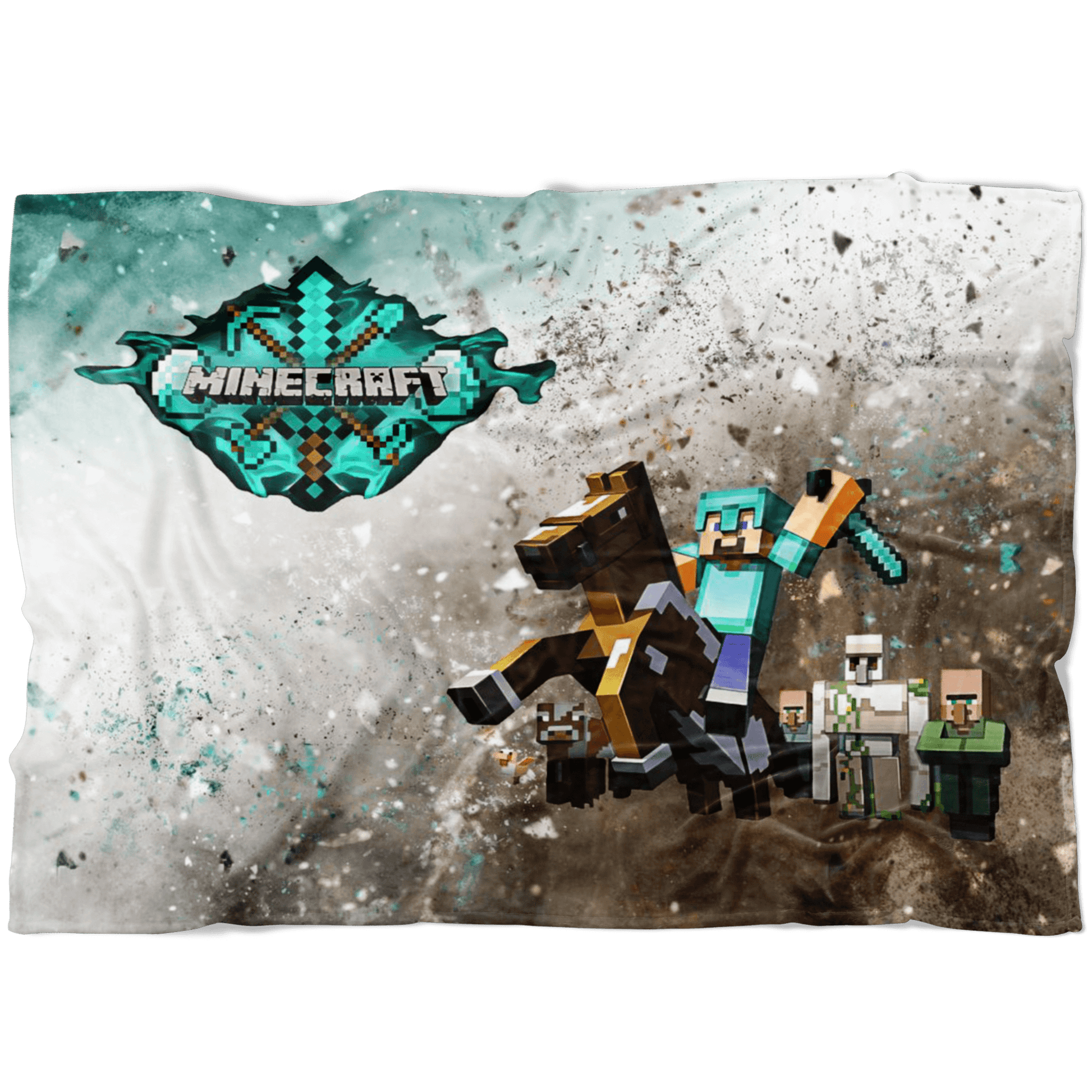 Minecraft Fleece Blanket Steve Diamond Sword Cortisol Grey Blanket - Lusy Store