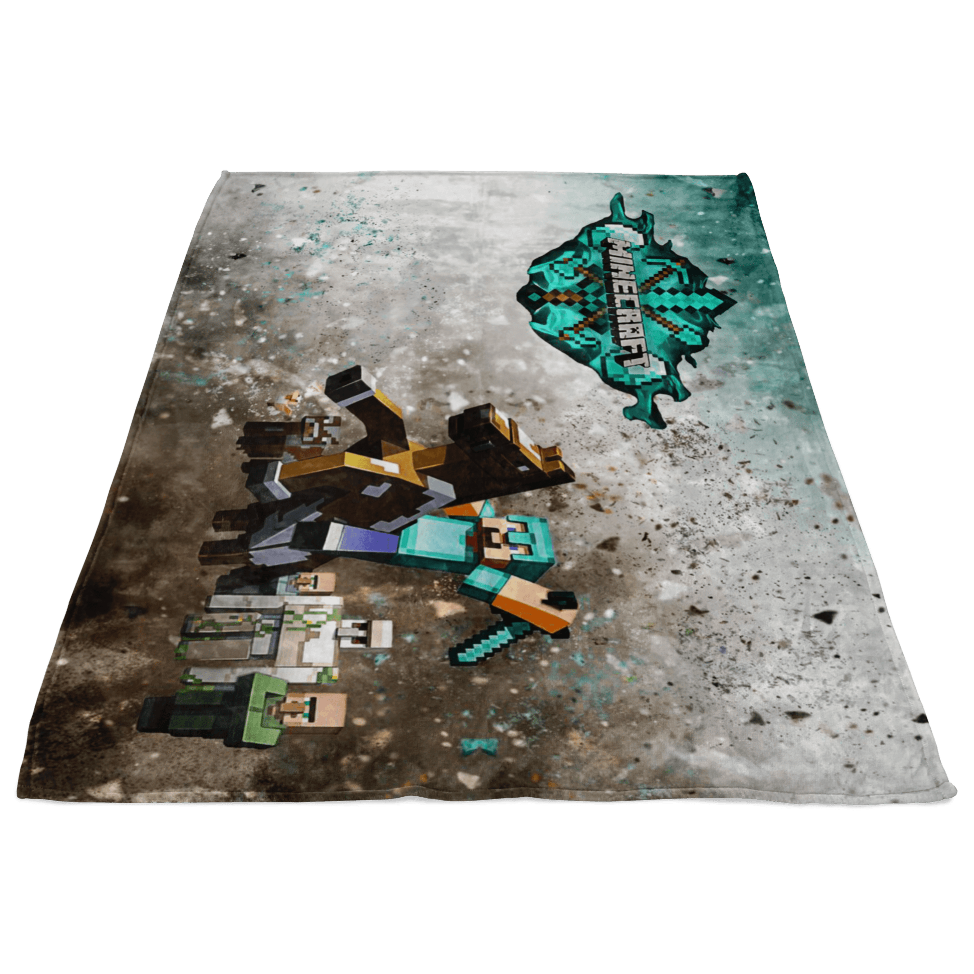 Minecraft Fleece Blanket Steve Diamond Sword Cortisol Grey Blanket - Lusy Store