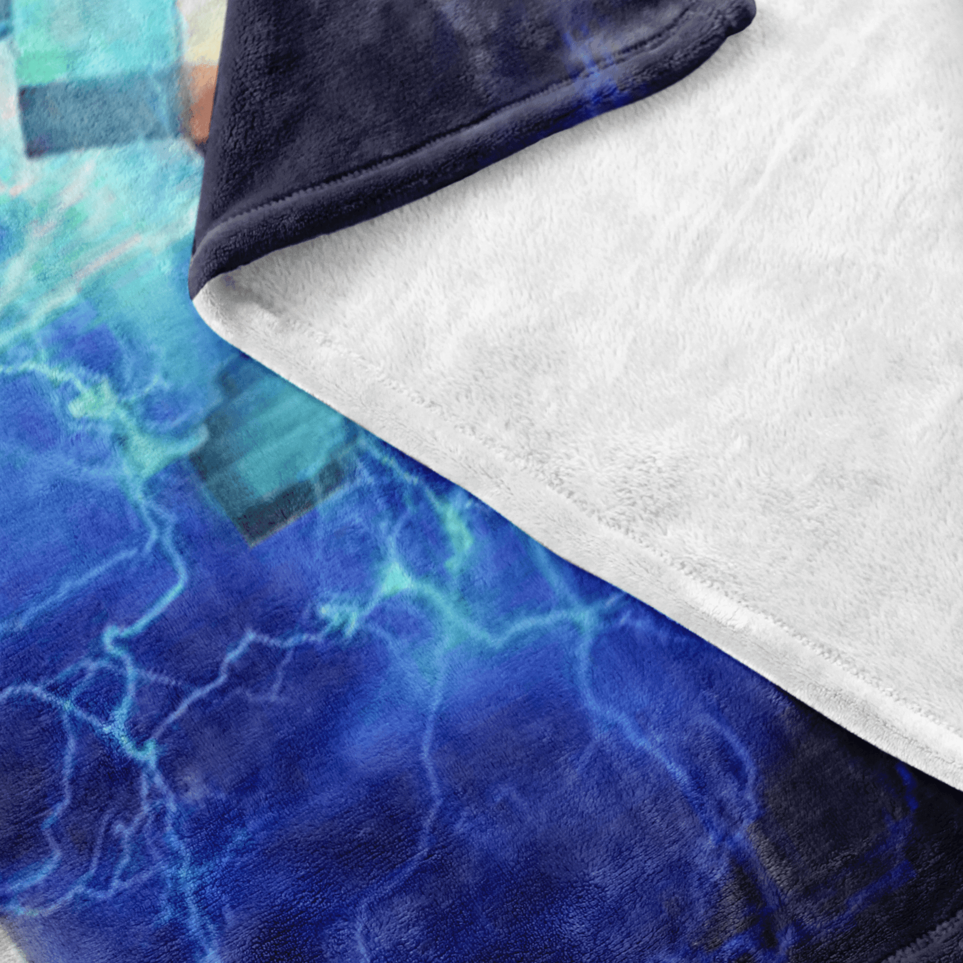 Minecraft Fleece Blanket Steve Diamond Sword Electric Blue Blanket - Lusy Store