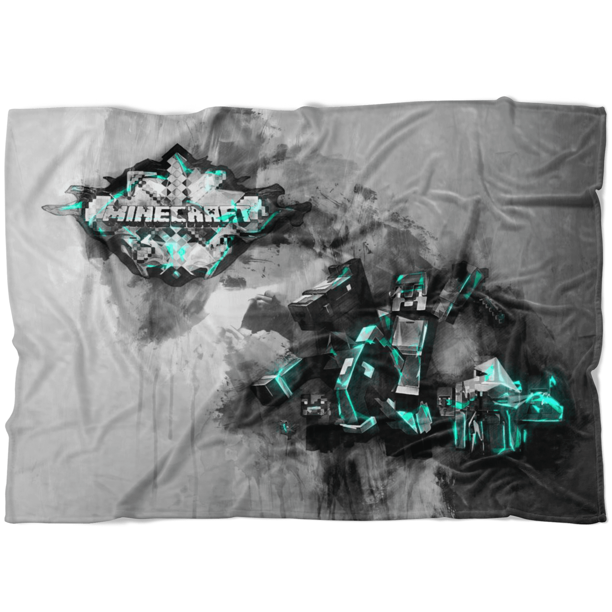 Minecraft Fleece Blanket Steve Diamond Sword Flex Grey Blanket - Lusy Store