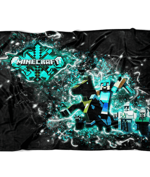 Minecraft Fleece Blanket Steve Diamond Sword Frozen Glory Black Blanket - Lusy Store