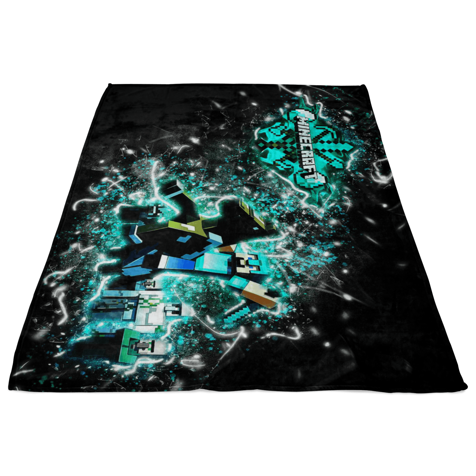 Minecraft Fleece Blanket Steve Diamond Sword Frozen Glory Black Blanket - Lusy Store