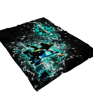 Minecraft Fleece Blanket Steve Diamond Sword Frozen Glory Black Blanket - Lusy Store