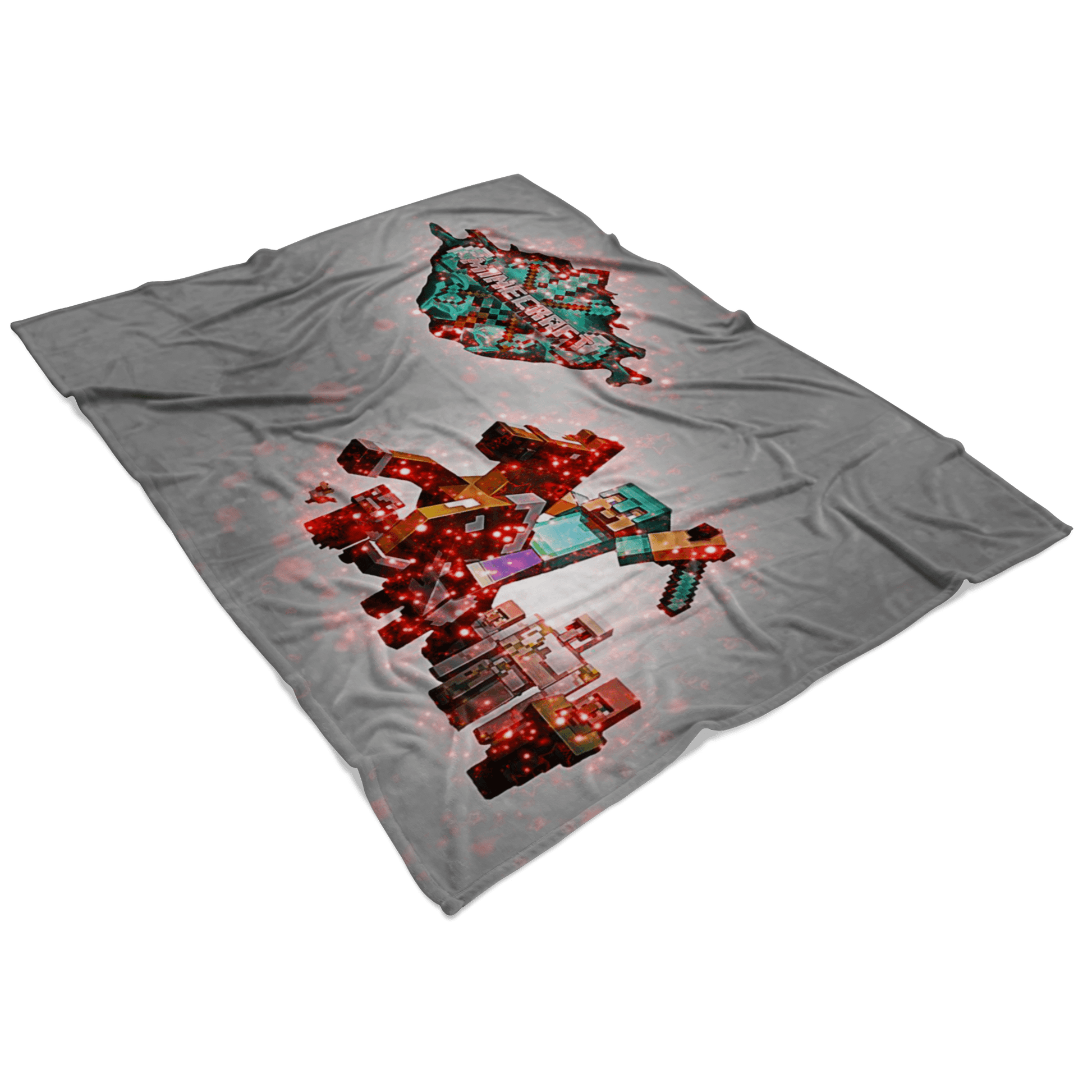 Minecraft Fleece Blanket Steve Diamond Sword Grey Blanket - Lusy Store