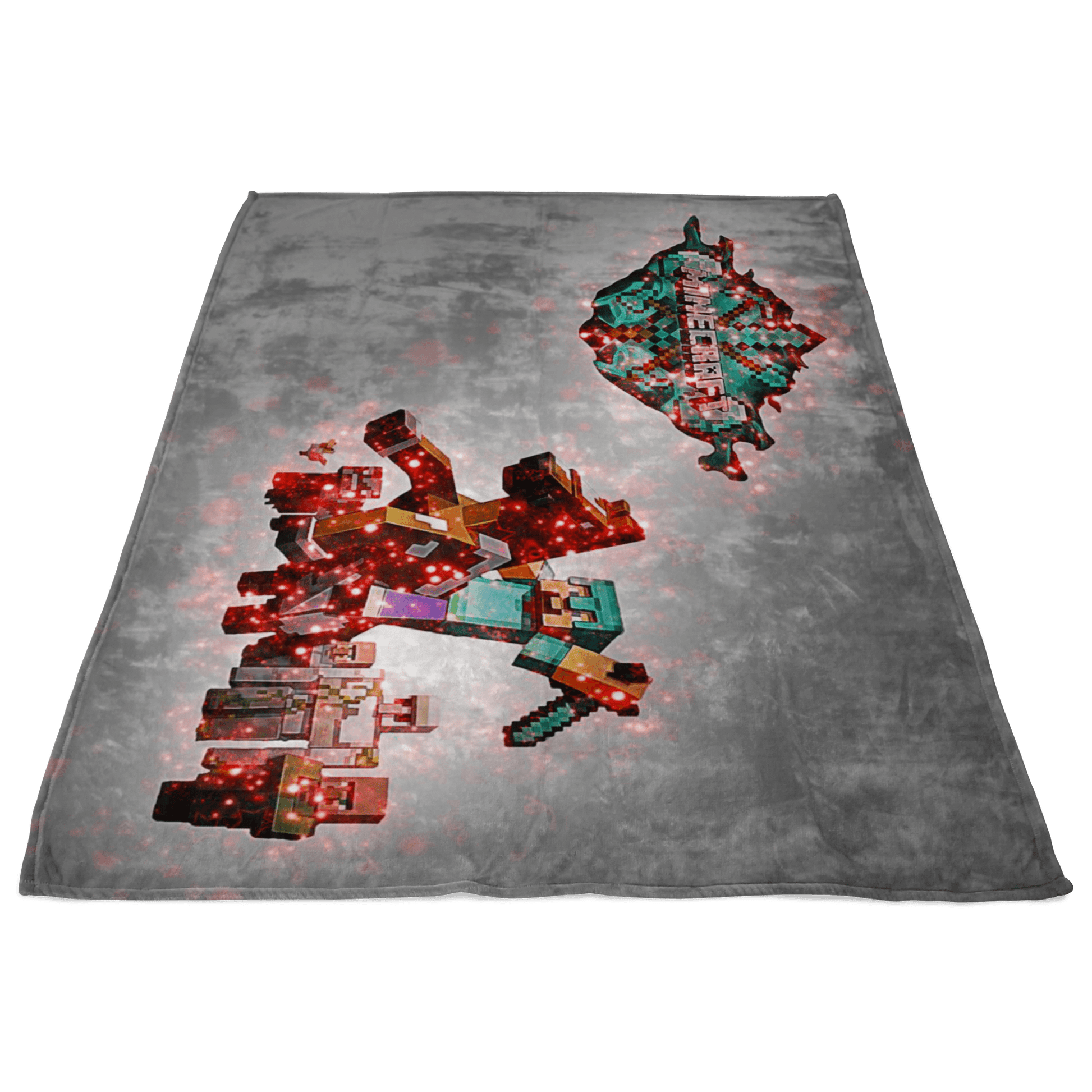 Minecraft Fleece Blanket Steve Diamond Sword Grey Blanket - Lusy Store