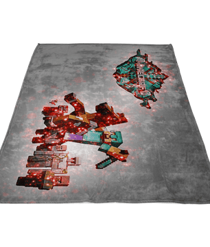 Minecraft Fleece Blanket Steve Diamond Sword Grey Blanket - Lusy Store