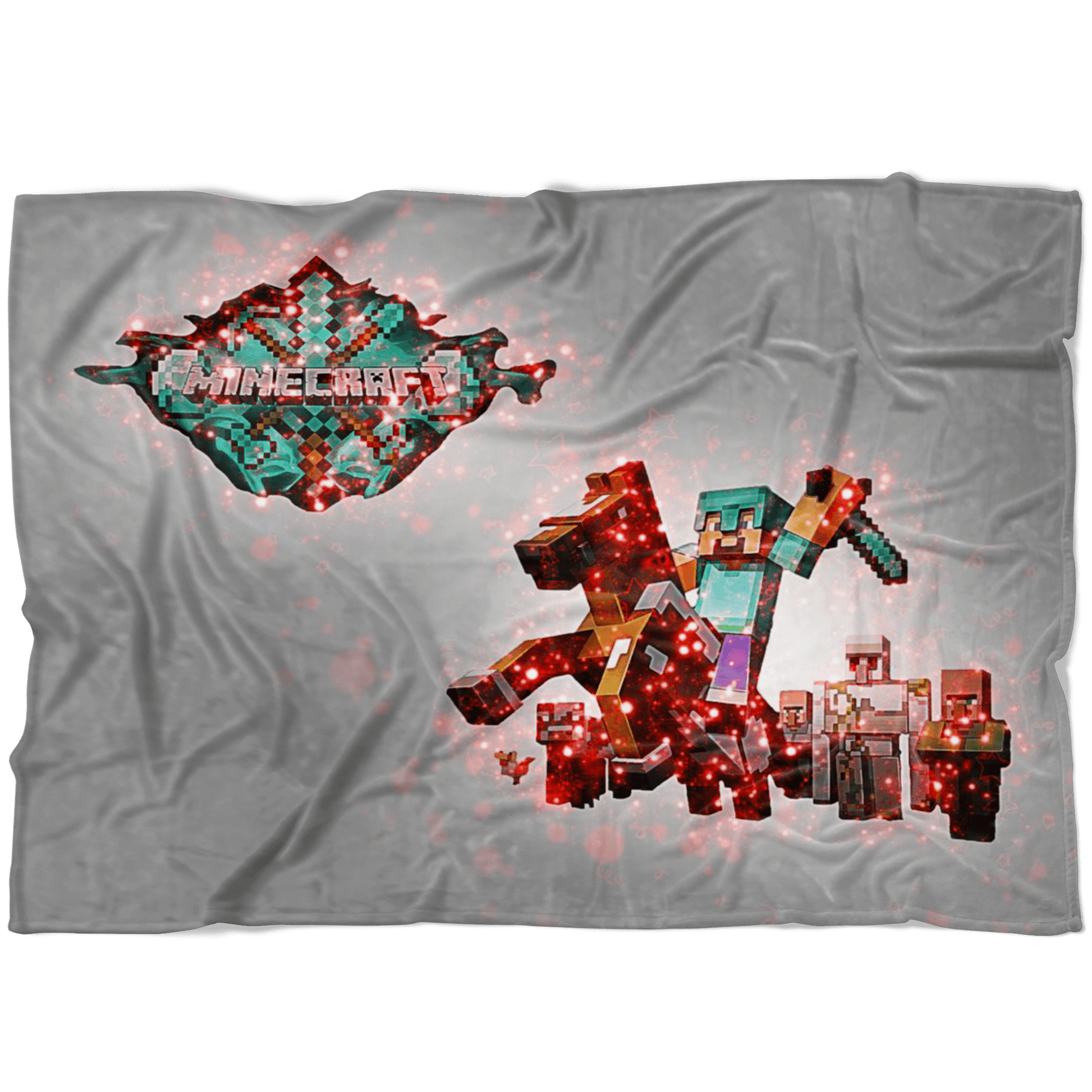 Minecraft Fleece Blanket Steve Diamond Sword Grey Blanket - Lusy Store
