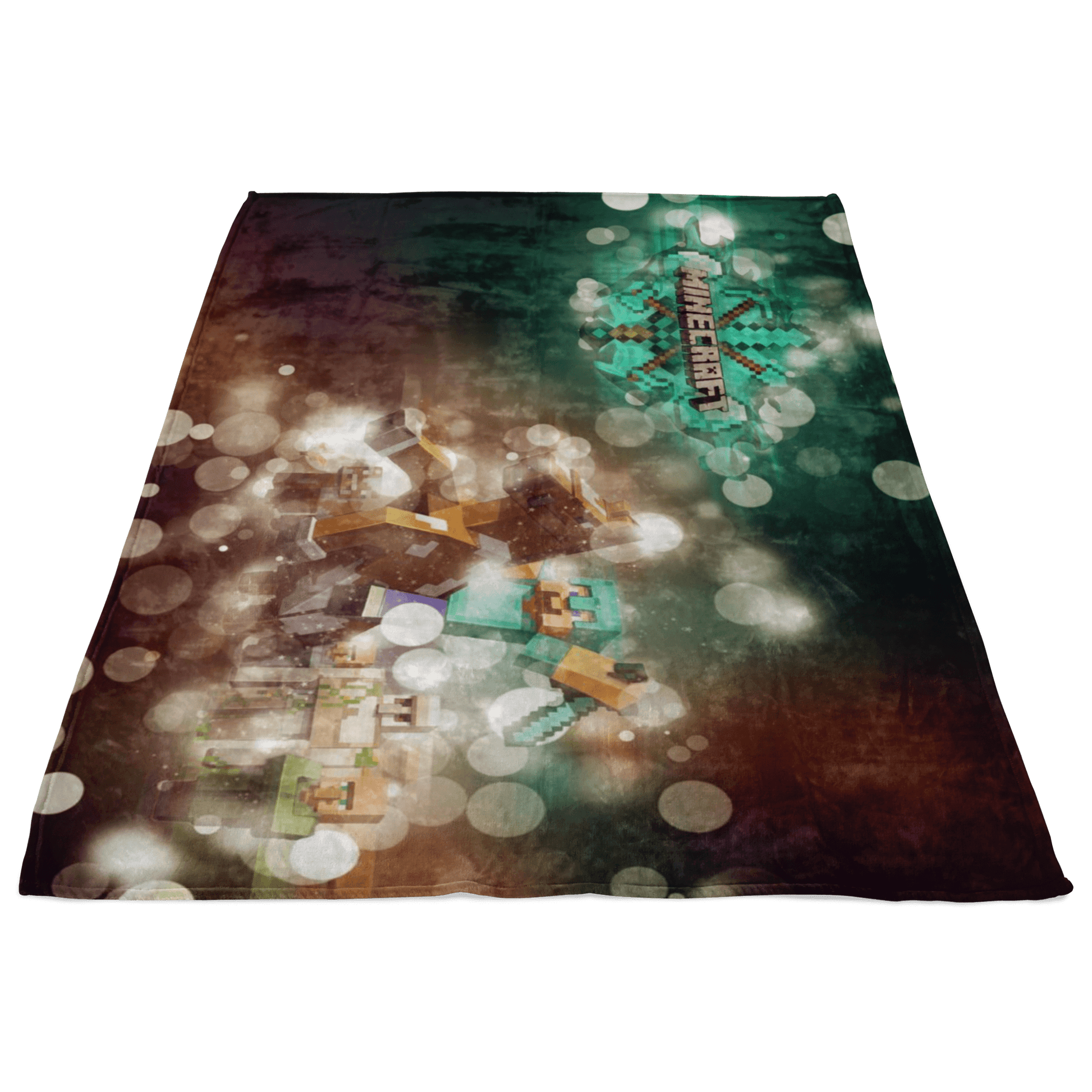 Minecraft Fleece Blanket Steve Diamond Sword Hoildays Bokeh Black Blanket - Lusy Store