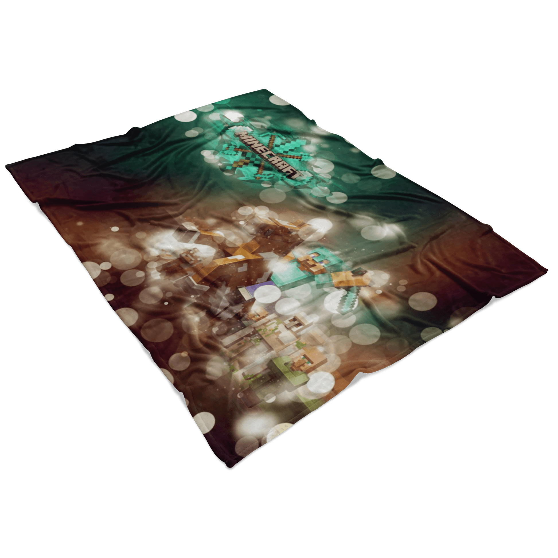 Minecraft Fleece Blanket Steve Diamond Sword Hoildays Bokeh Black Blanket - Lusy Store