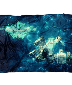Minecraft Fleece Blanket Steve Diamond Sword Impulse Blue Blanket - Lusy Store