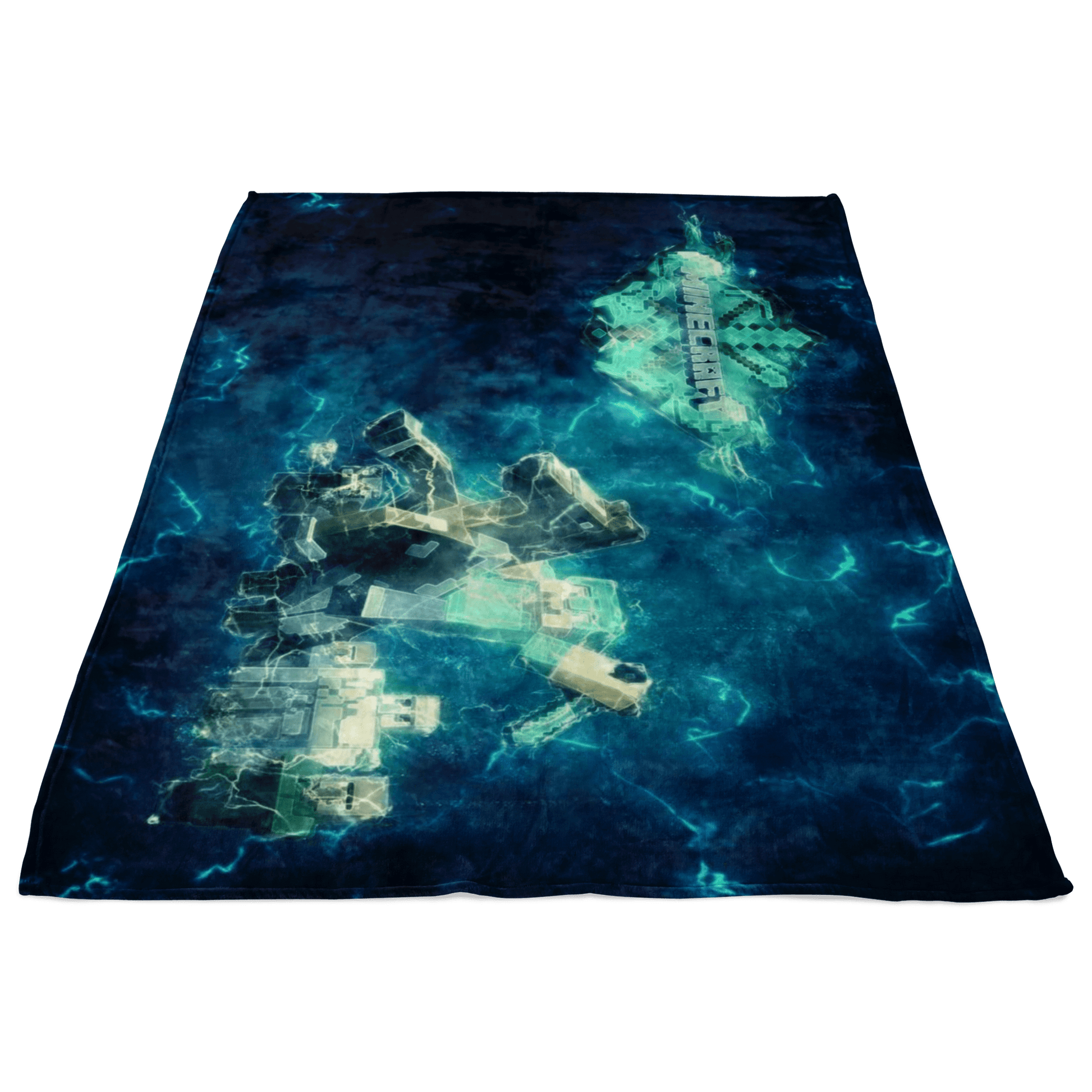 Minecraft Fleece Blanket Steve Diamond Sword Impulse Blue Blanket - Lusy Store