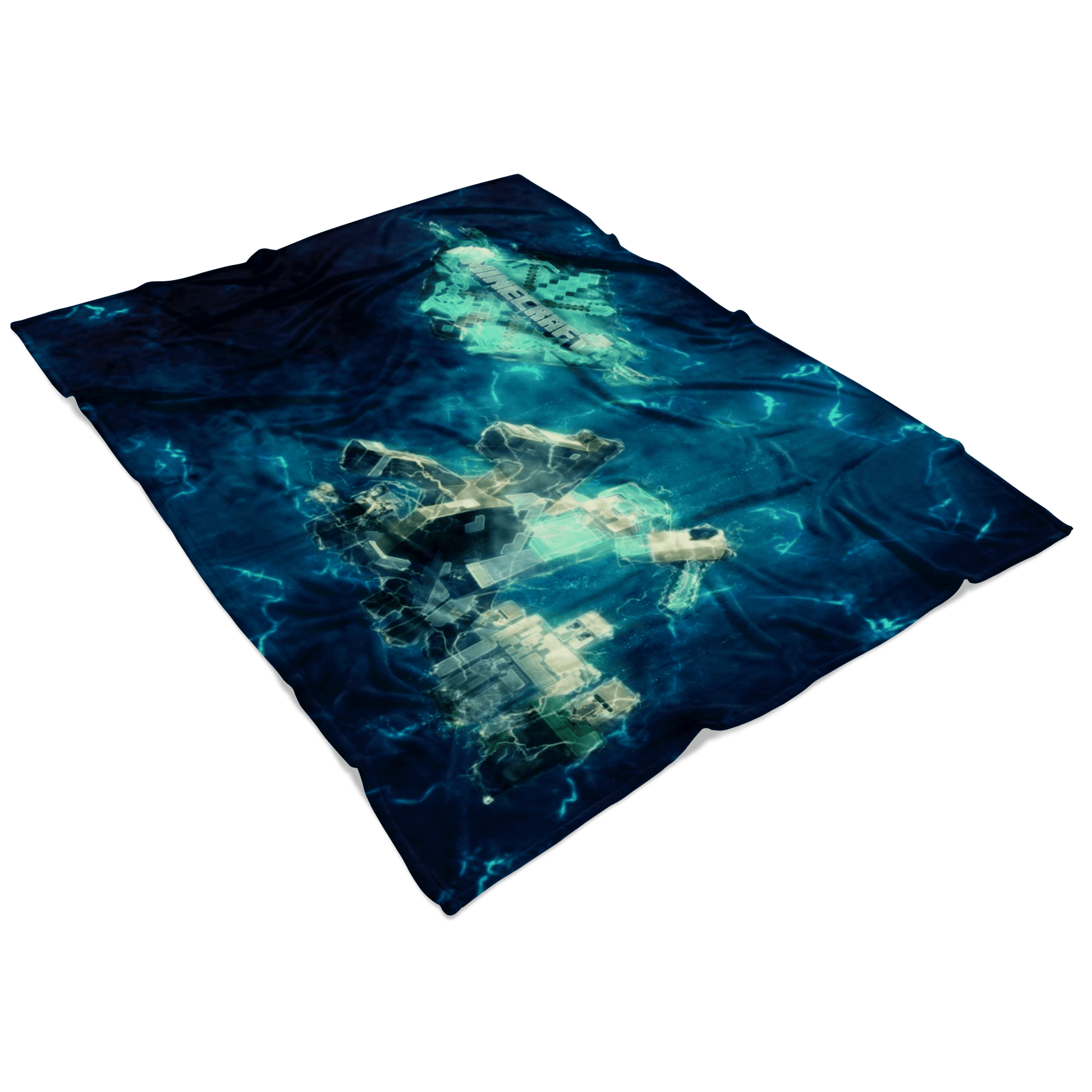 Minecraft Fleece Blanket Steve Diamond Sword Impulse Blue Blanket - Lusy Store