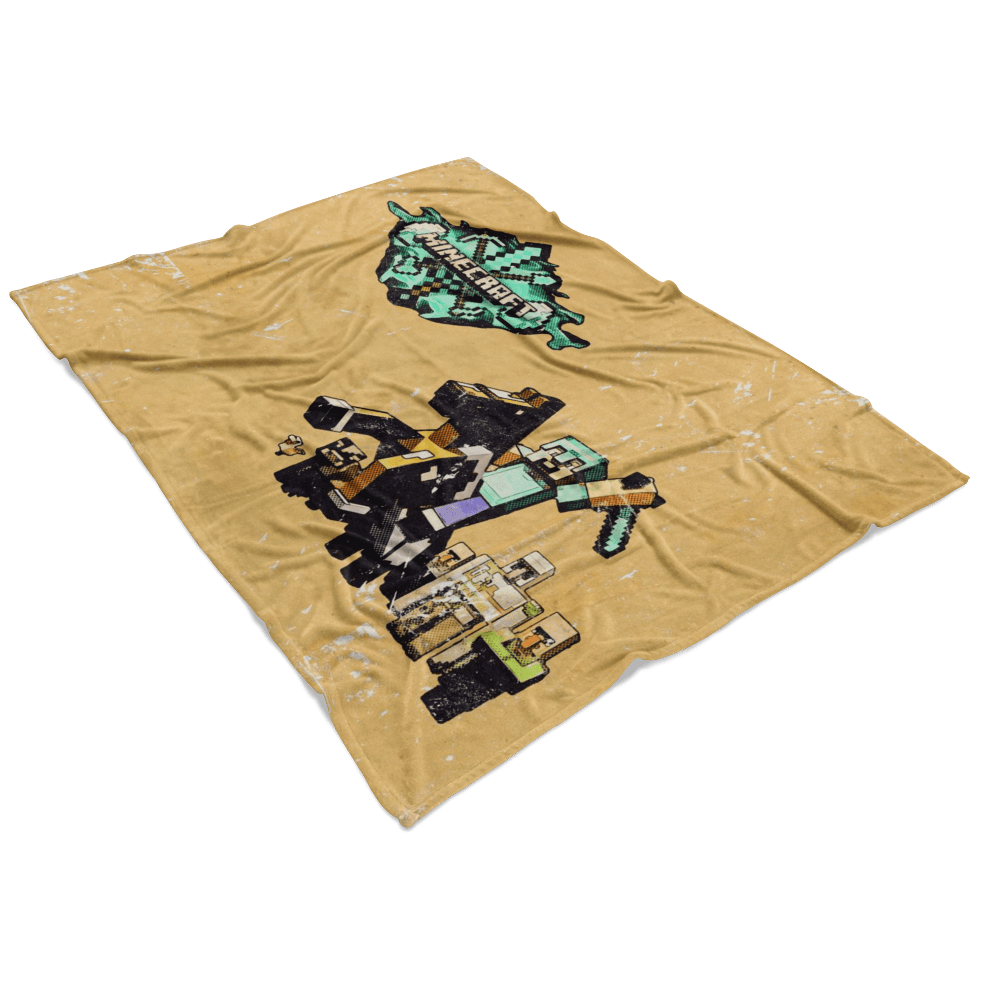 Minecraft Fleece Blanket Steve Diamond Yellow Blanket LS0749 - Lusy Store