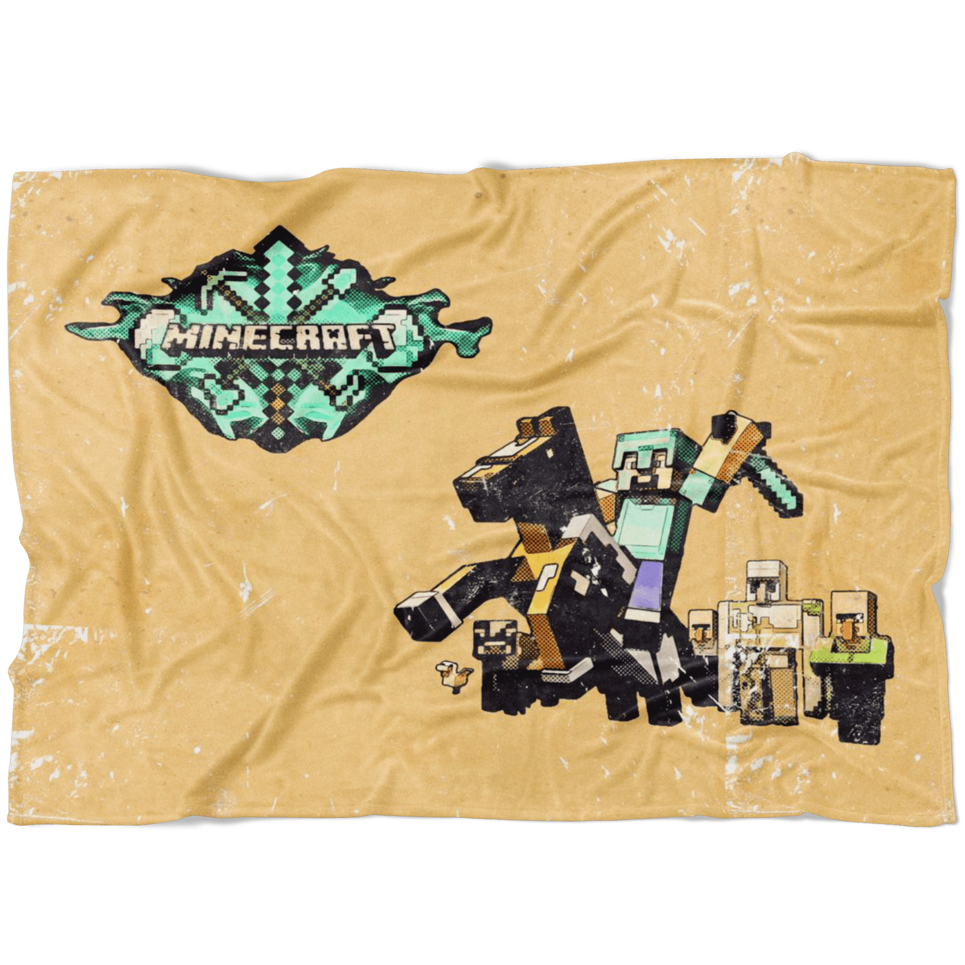 Minecraft Fleece Blanket Steve Diamond Yellow Blanket LS0749 - Lusy Store